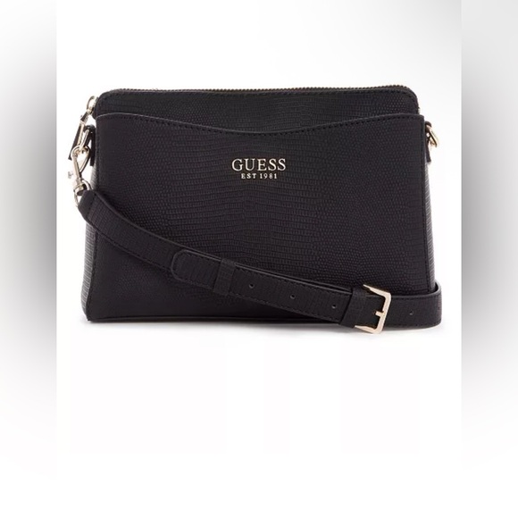 Guess Lynda Triple Compartment Girlfriend C/B. Black/Gold. - Picture 1 of 13